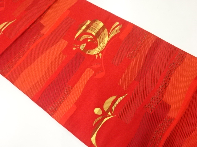 JAPANESE NAGOYA OBI / WOVEN ABSTRACT PEACOCK